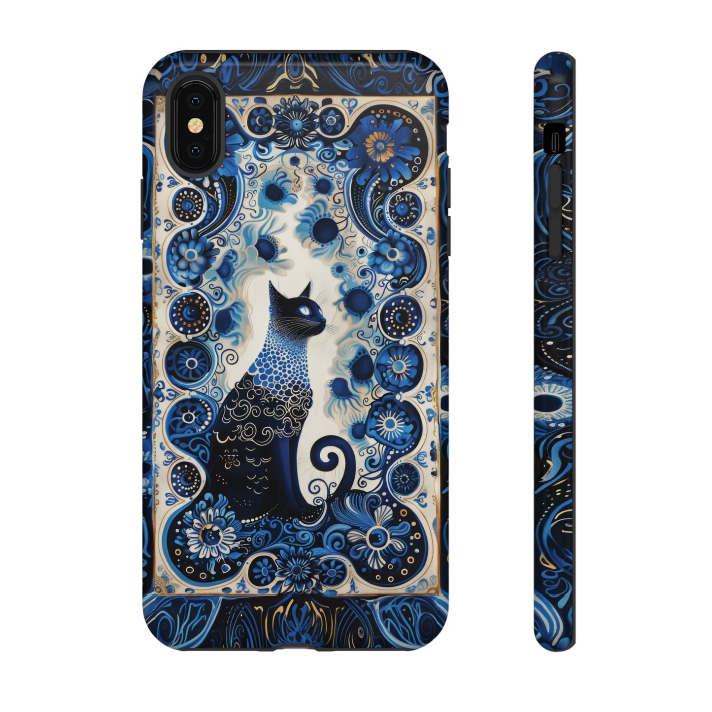 Black cat in frame Tough Cases