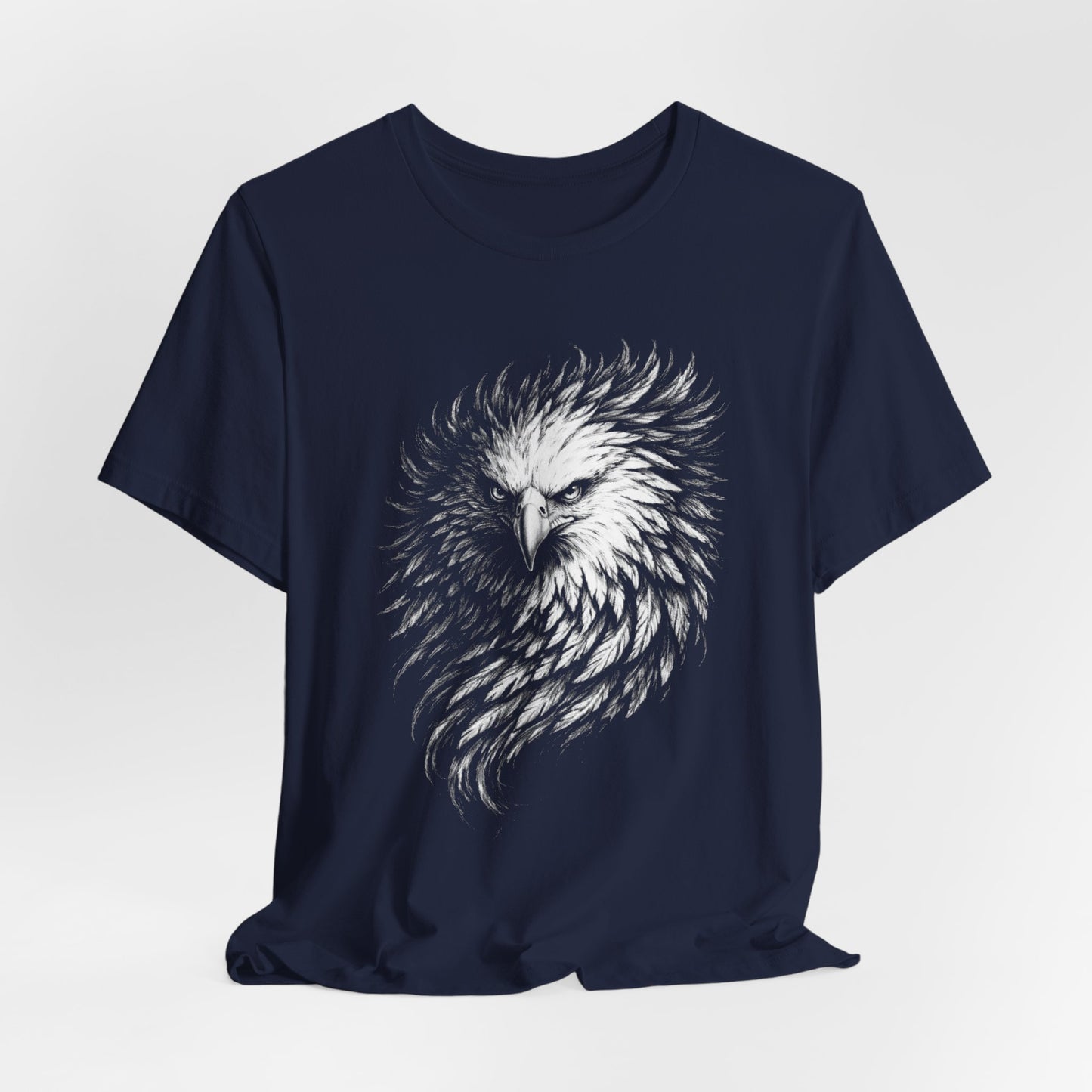 Eagle Head Feather Art T-Shirt in a chalk style, Majestic Eagle Illustration Tee