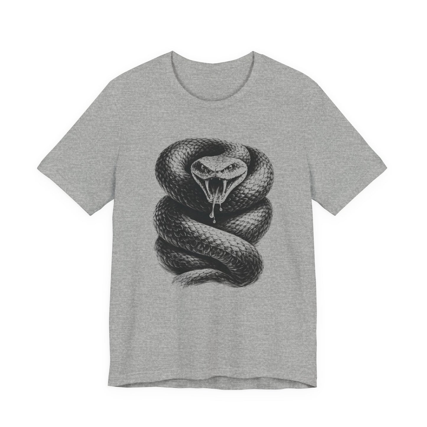 Snake Graphic Tee in charcoal drawing style — Coiled Rattlesnake Illustration T-Shirt