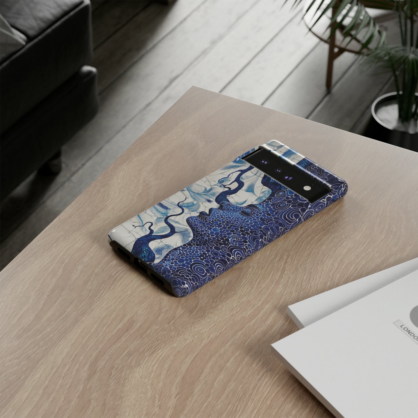 Phone Case, blue woman Artistic design, Tough Case, Colorful whimsical fantasy design, iPhone 15, 14, 13, 12, 11, Samsung, Pixel