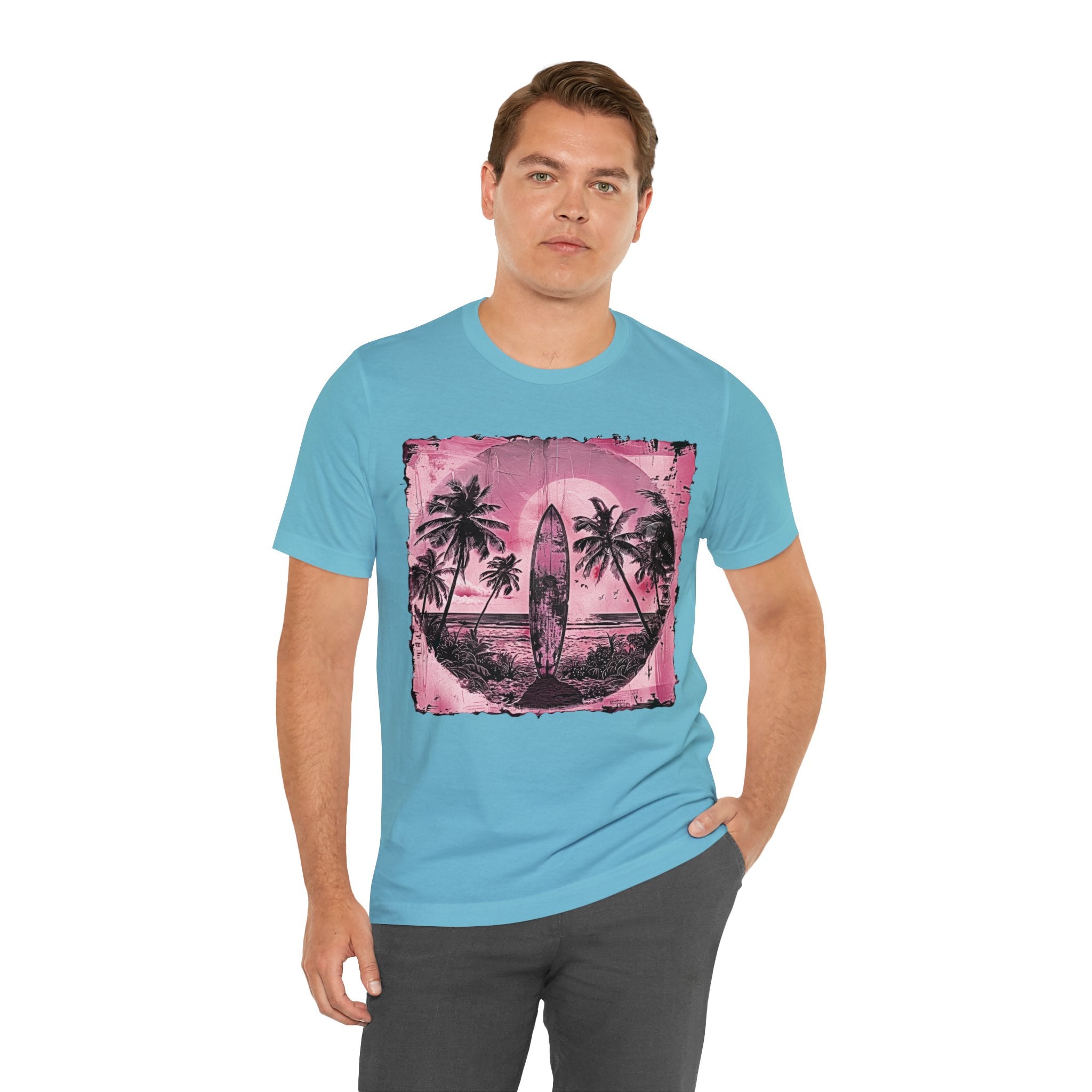 Pink vintage surfboard Unisex Jersey Short Sleeve Tee