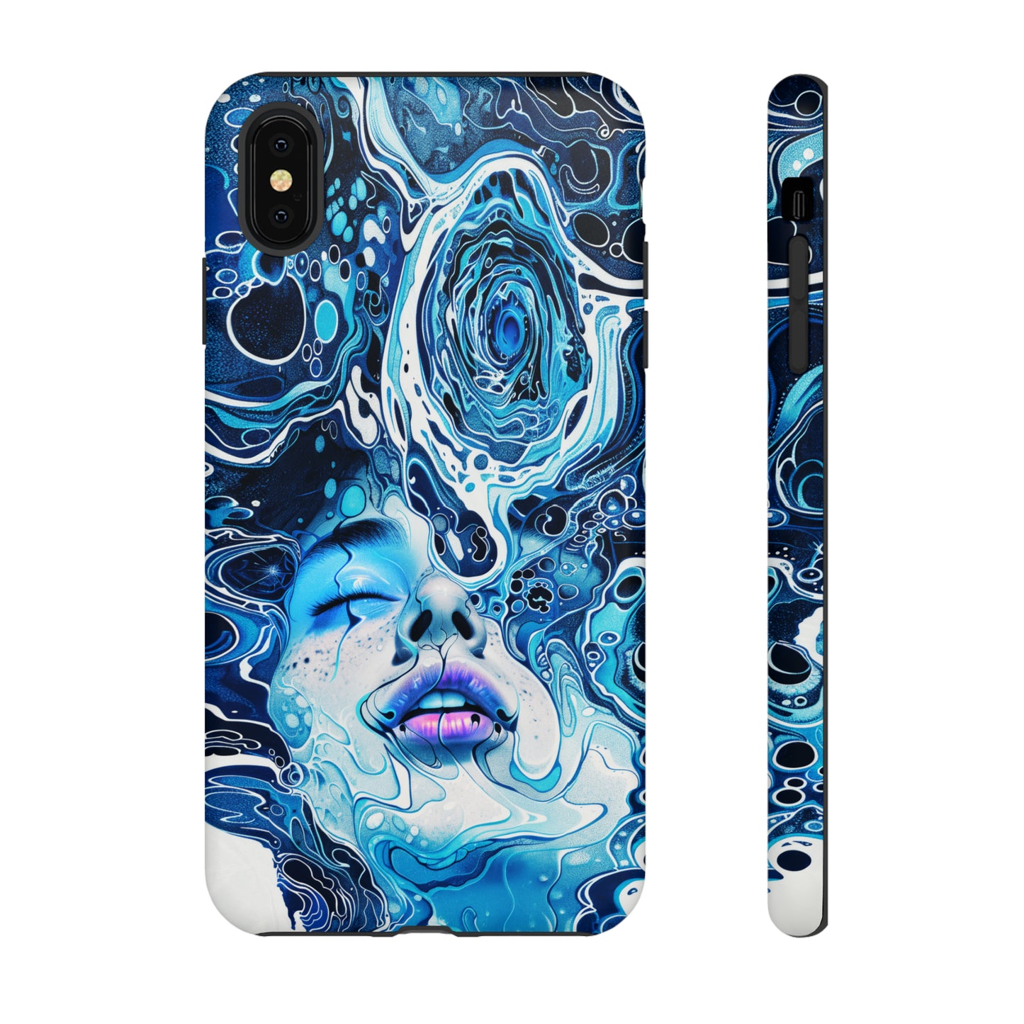 Phone Case, whimsical water fantasy design, blue woman in water, Artistic design, Tough Case, , iPhone 15, 14, 13, 12, 11, Samsung, Pixel