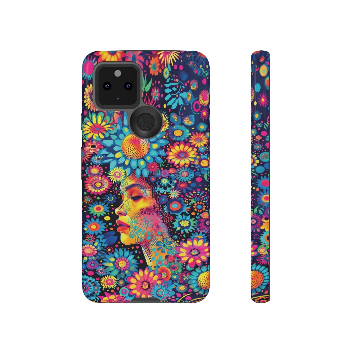 Phone Case, whimsical flower girl, Artistic design, Tough Case, Colorful flower fantasy design, iPhone 15, 14, 13, 12, 11, Samsung, Pixel
