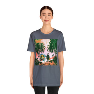 Beach scene with Locals Only stamp Unisex Jersey Short Sleeve Tee