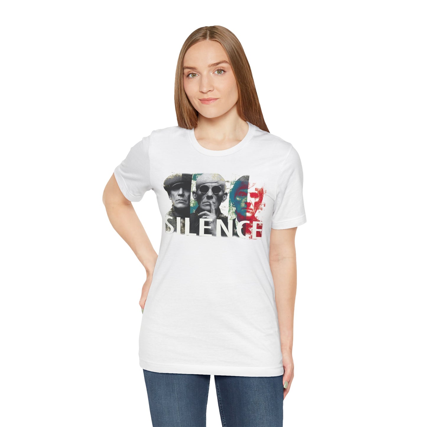 Silence Graphic Tee — Vintage Film Noir Faces T‑Shirt