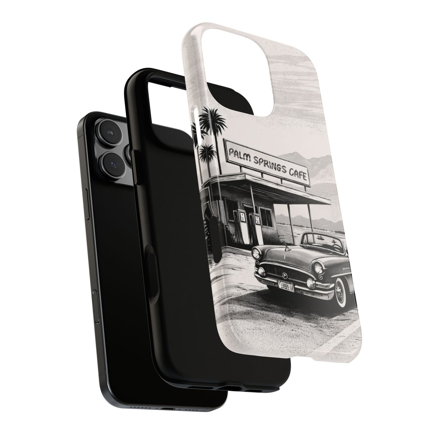 Vintage Palm Springs Cafe Phone Case – Retro Convertible Roadtrip Design