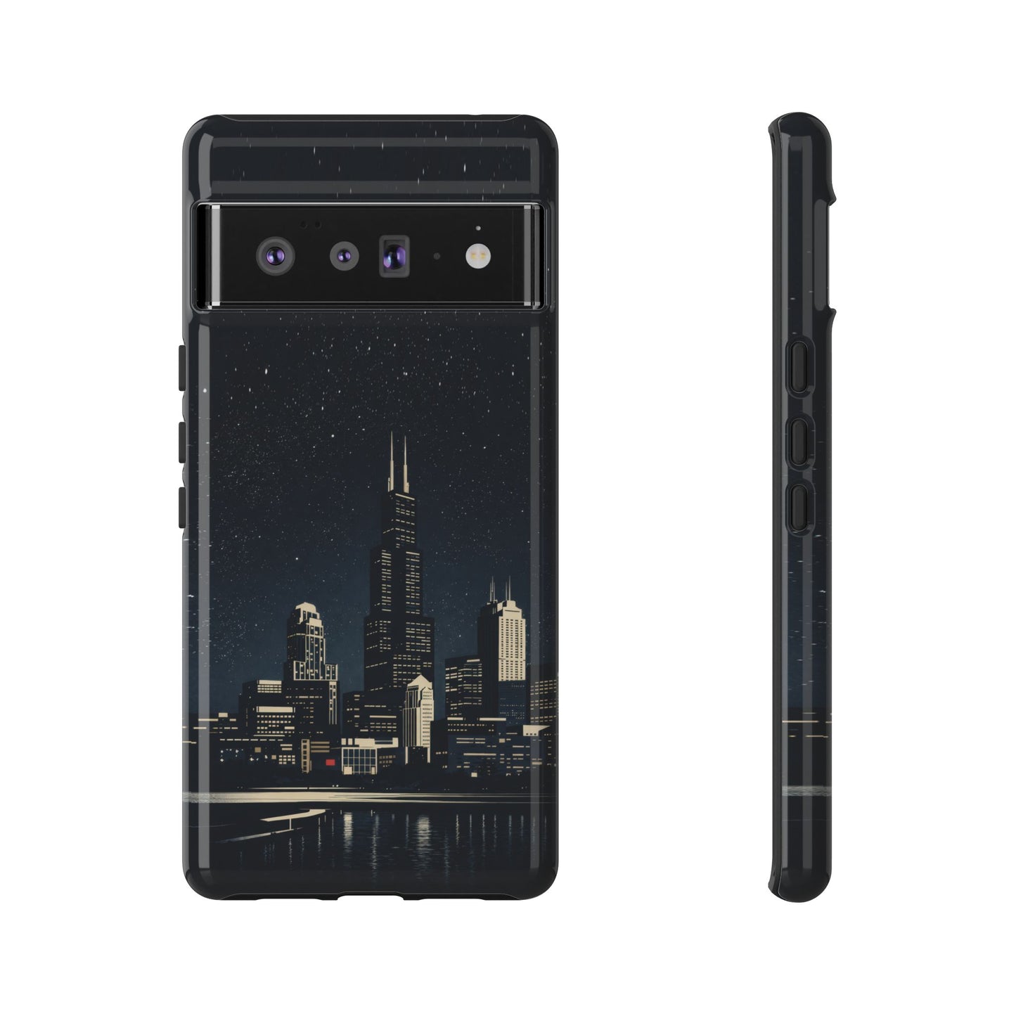 Chicago City Skyline Tough Phone Case – Nighttime Chicago Skyscraper Design