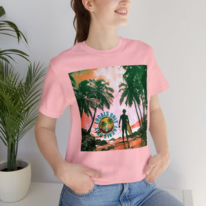 Beach scene with Locals Only stamp Unisex Jersey Short Sleeve Tee