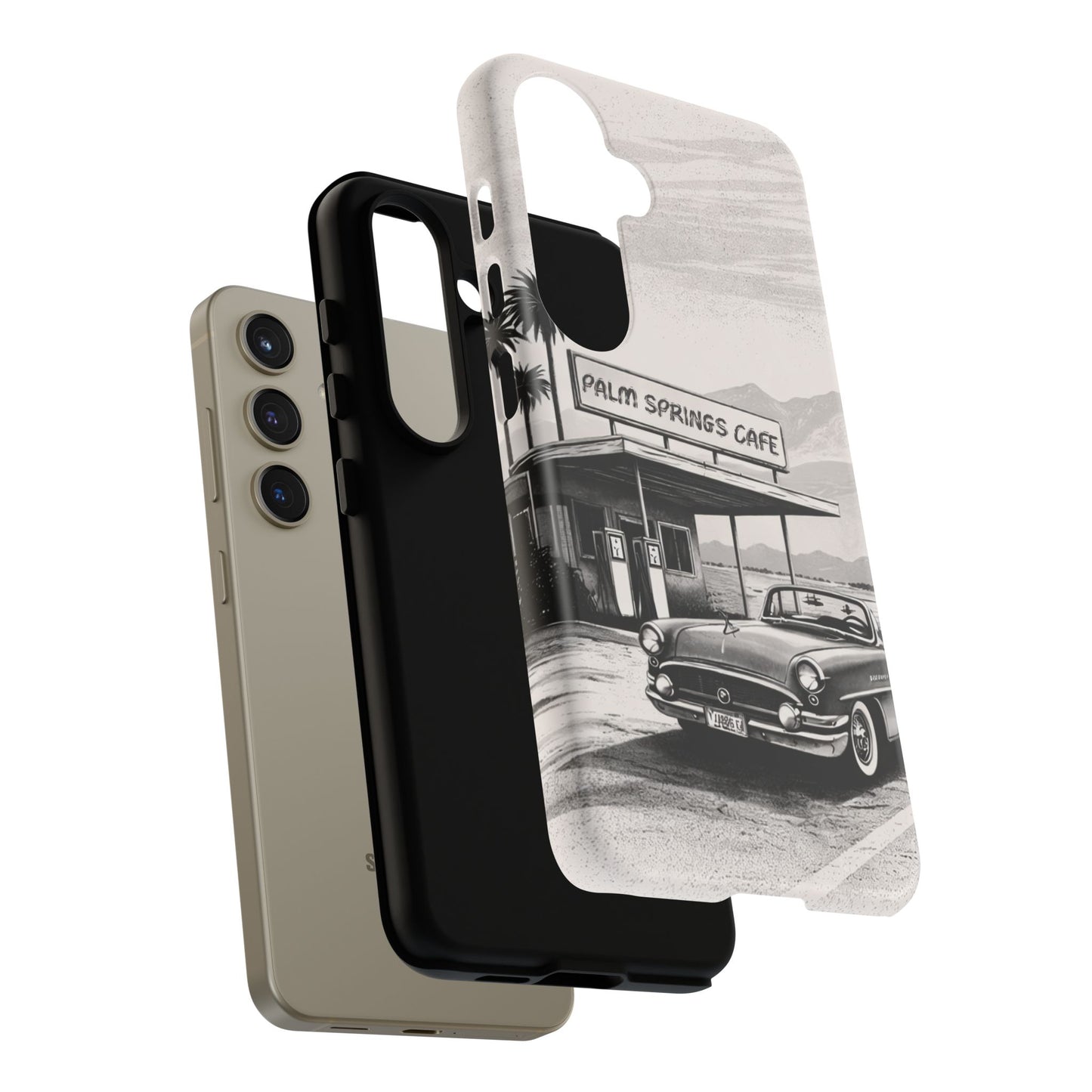 Vintage Palm Springs Cafe Phone Case – Retro Convertible Roadtrip Design