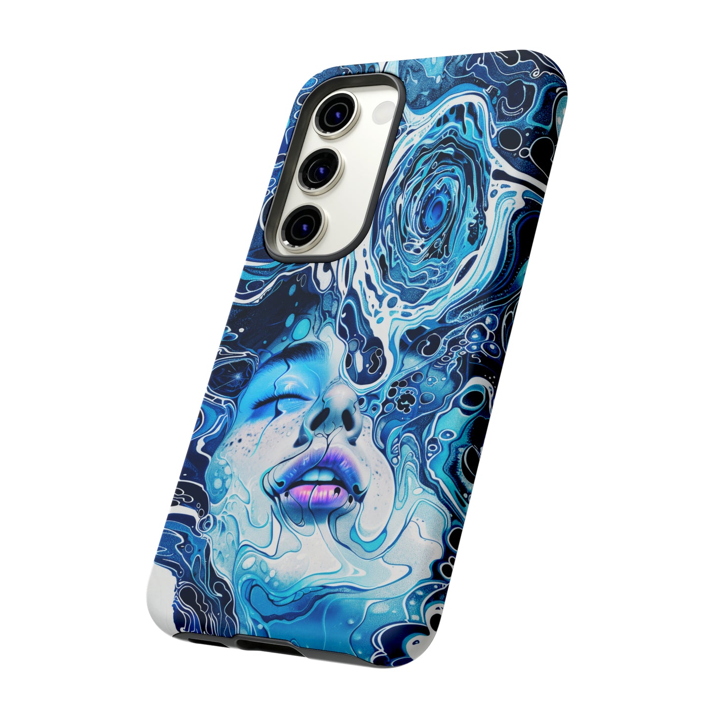 Phone Case, whimsical water fantasy design, blue woman in water, Artistic design, Tough Case, , iPhone 15, 14, 13, 12, 11, Samsung, Pixel