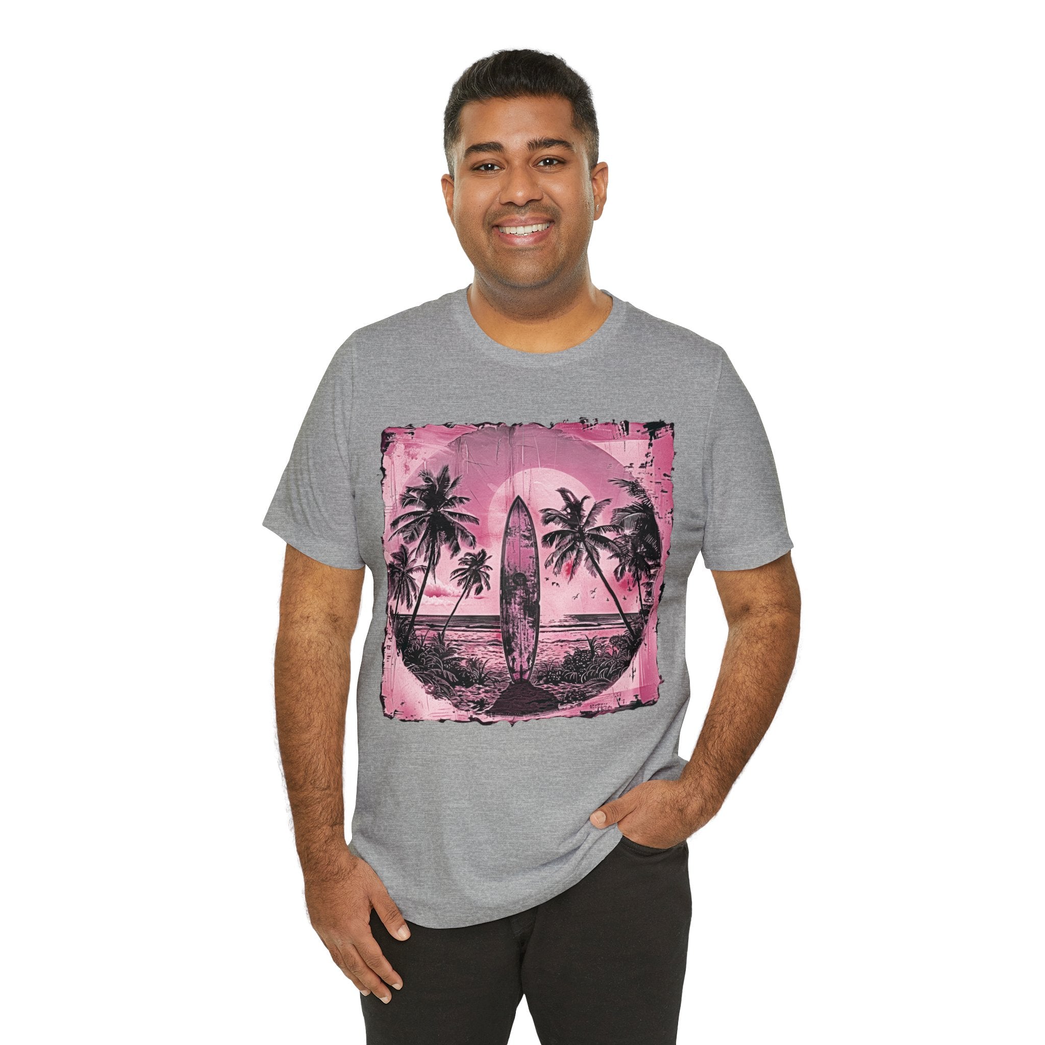 Pink vintage surfboard Unisex Jersey Short Sleeve Tee