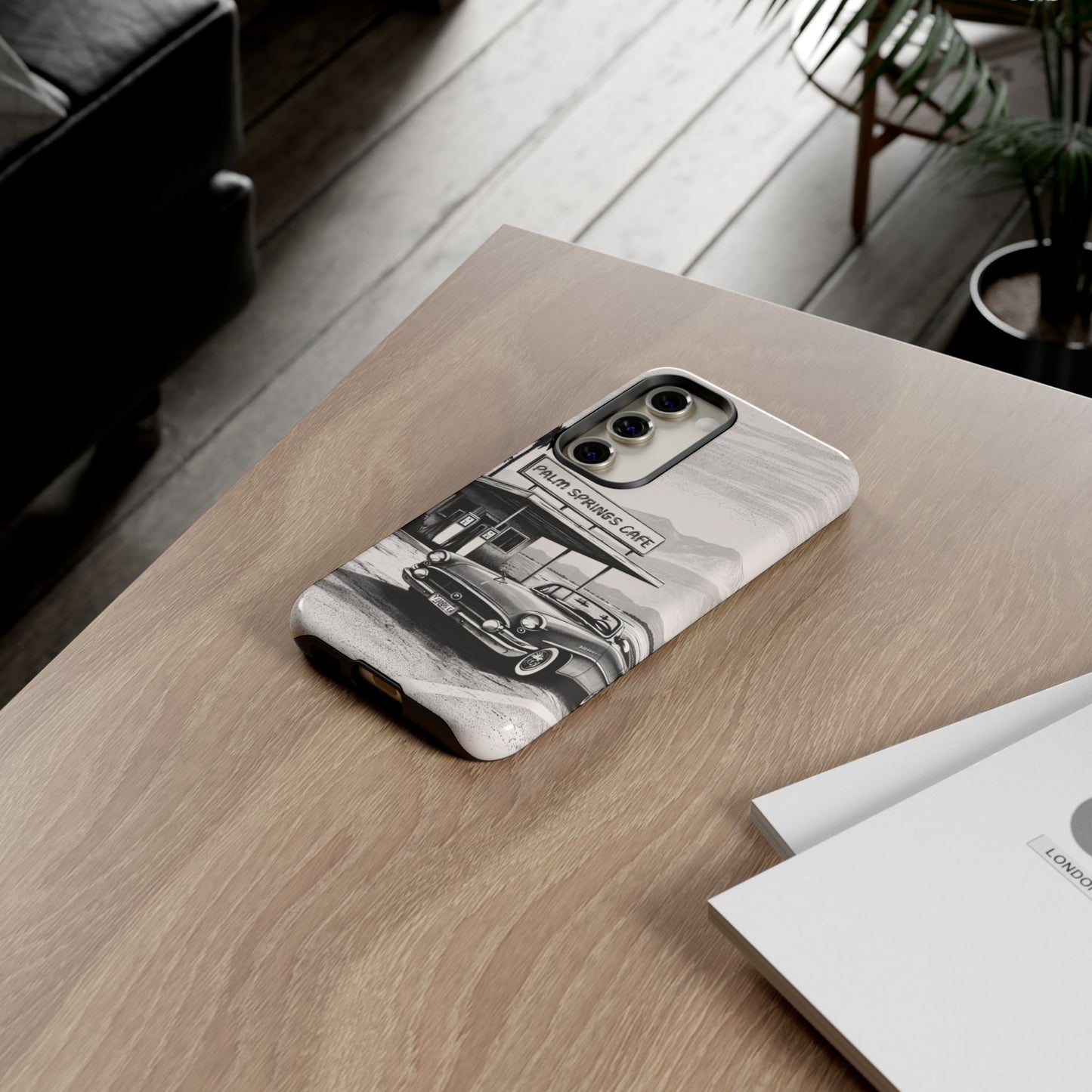 Vintage Palm Springs Cafe Phone Case – Retro Convertible Roadtrip Design