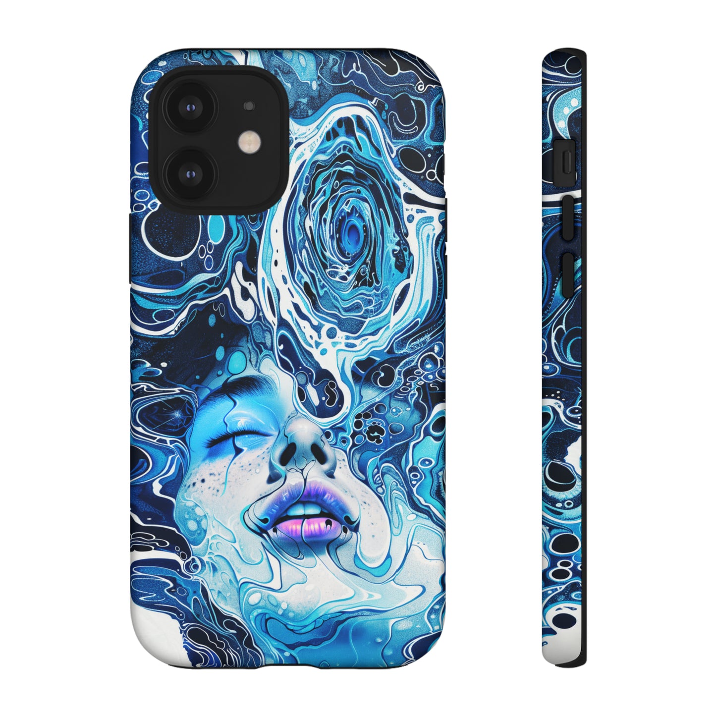 Phone Case, whimsical water fantasy design, blue woman in water, Artistic design, Tough Case, , iPhone 15, 14, 13, 12, 11, Samsung, Pixel