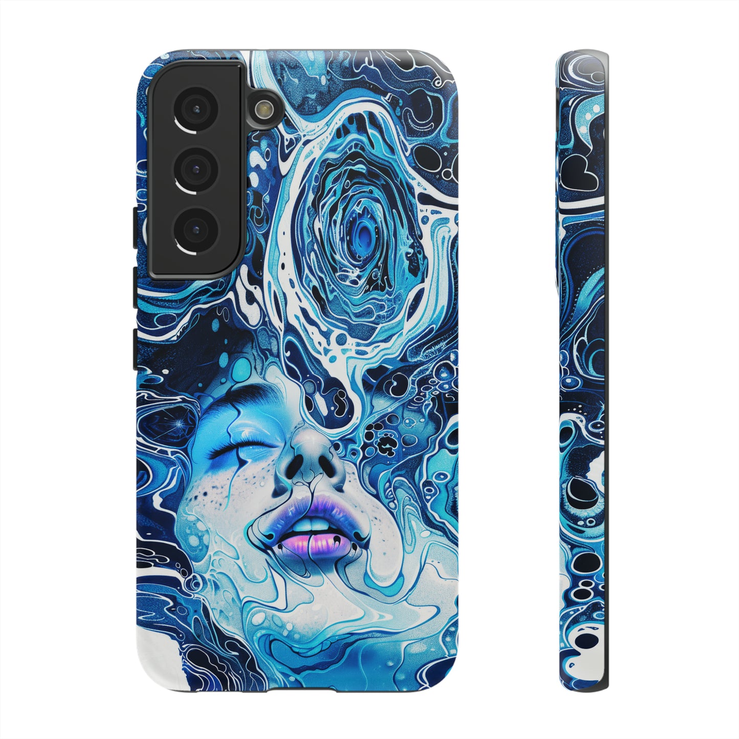 Phone Case, whimsical water fantasy design, blue woman in water, Artistic design, Tough Case, , iPhone 15, 14, 13, 12, 11, Samsung, Pixel