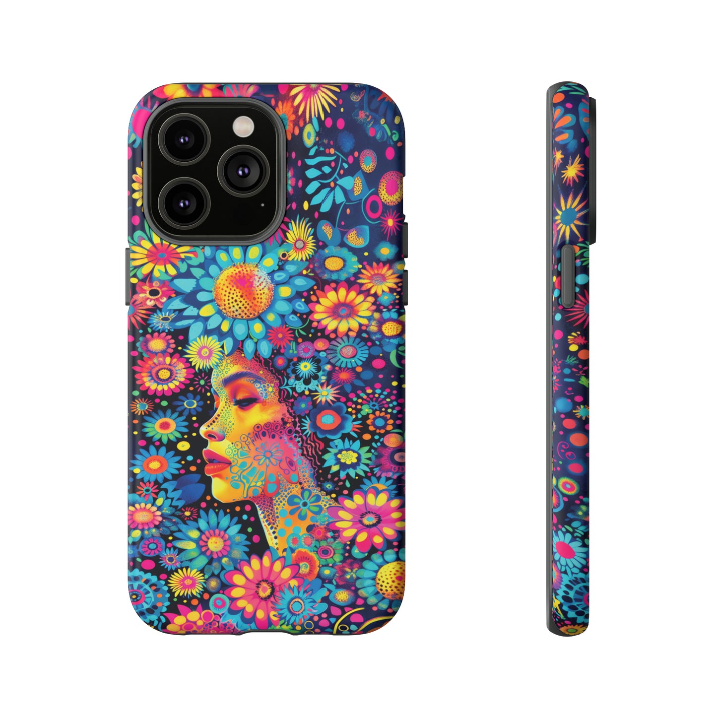 Phone Case, whimsical flower girl, Artistic design, Tough Case, Colorful flower fantasy design, iPhone 15, 14, 13, 12, 11, Samsung, Pixel