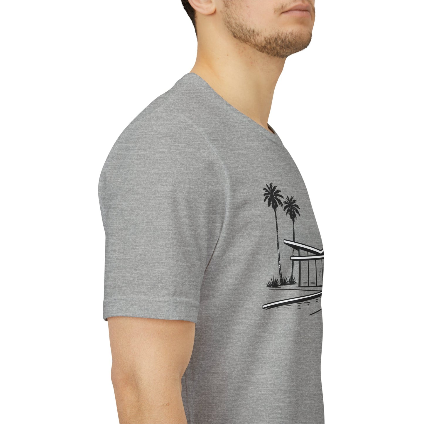 Mid-Century Modern House Tee Mid Century Icons series— Palm Tree Architectural Graphic Shirt, Mid Century modern, Palm Springs