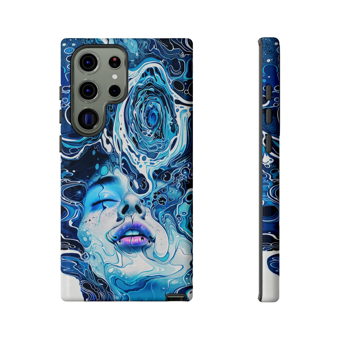 Phone Case, whimsical water fantasy design, blue woman in water, Artistic design, Tough Case, , iPhone 15, 14, 13, 12, 11, Samsung, Pixel