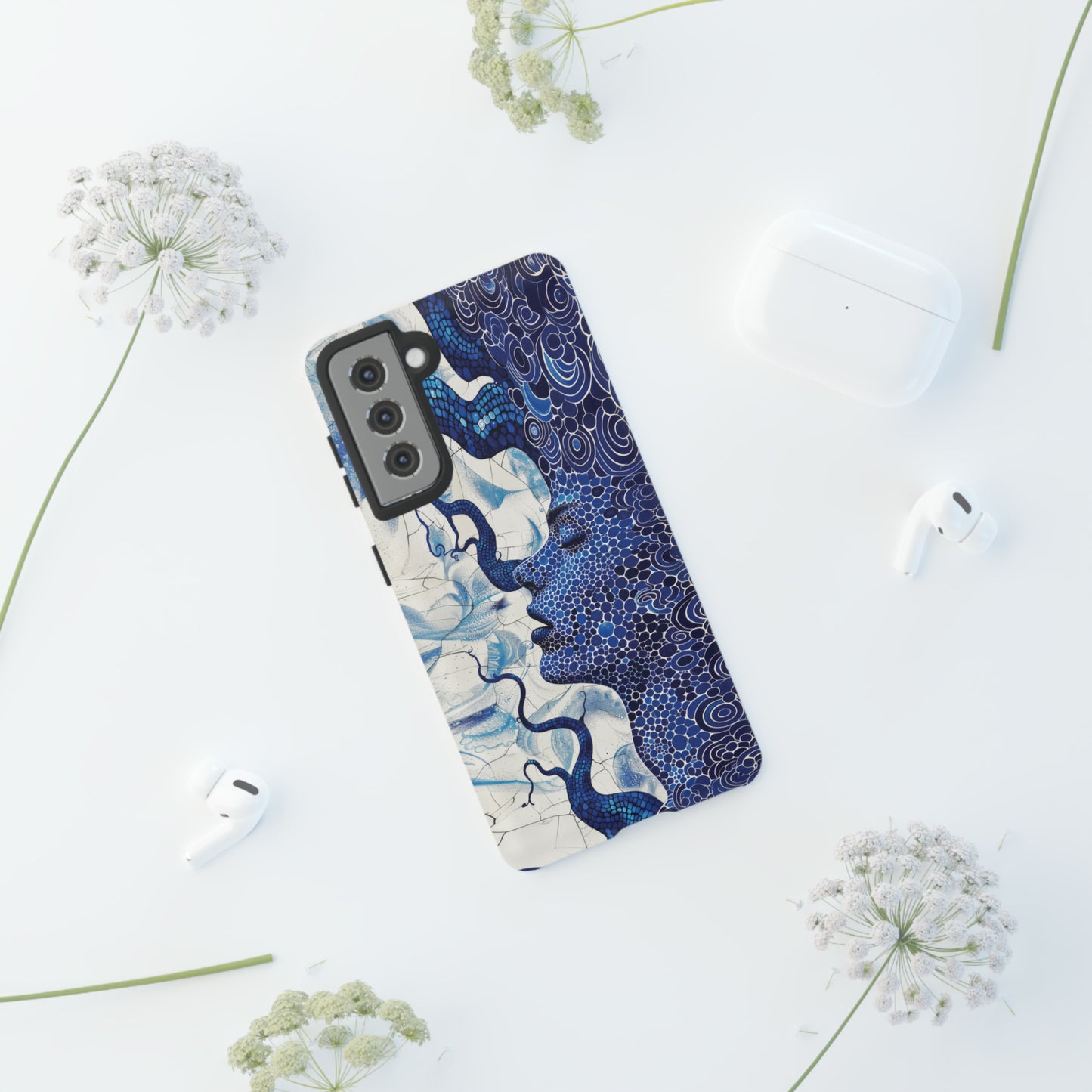 Phone Case, blue woman Artistic design, Tough Case, Colorful whimsical fantasy design, iPhone 15, 14, 13, 12, 11, Samsung, Pixel