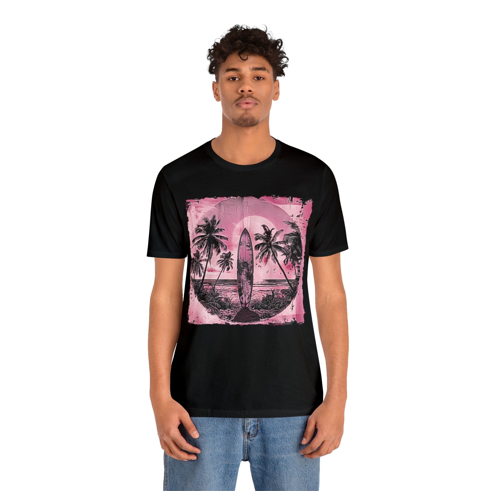 Pink vintage surfboard Unisex Jersey Short Sleeve Tee
