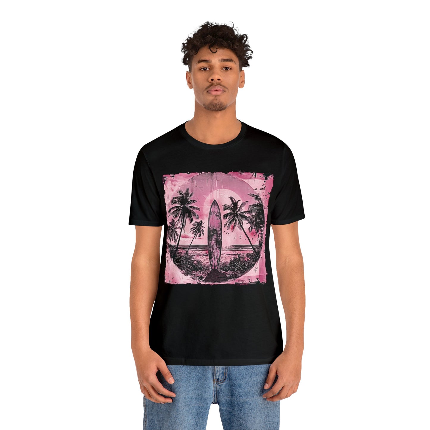 Pink vintage surfboard Unisex Jersey Short Sleeve Tee