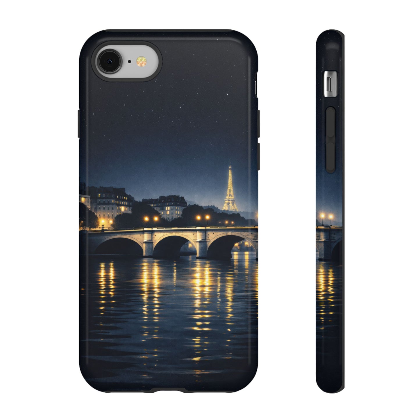 Paris Night Skyline Tough Phone Case — Eiffel Tower Reflections