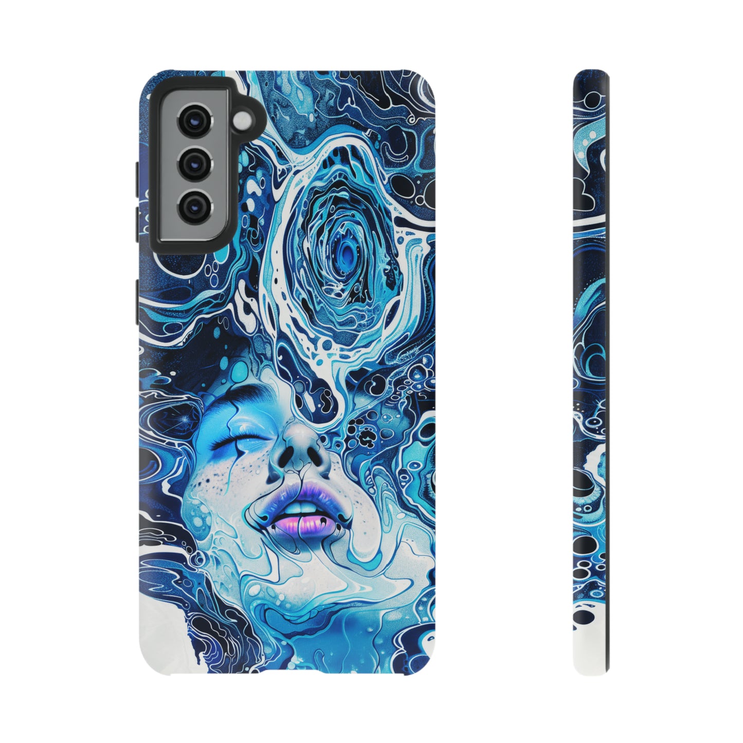 Phone Case, whimsical water fantasy design, blue woman in water, Artistic design, Tough Case, , iPhone 15, 14, 13, 12, 11, Samsung, Pixel