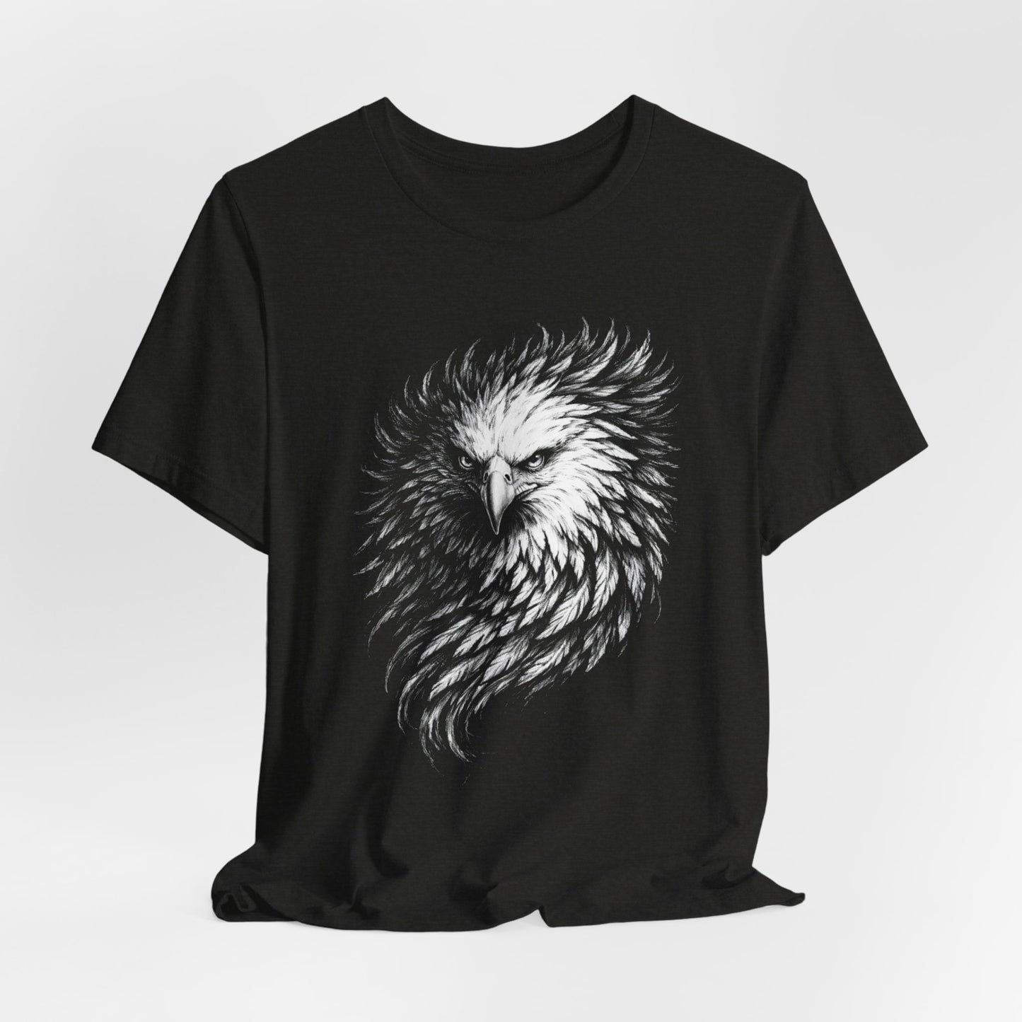 Eagle Head Feather Art T-Shirt in a chalk style, Majestic Eagle Illustration Tee