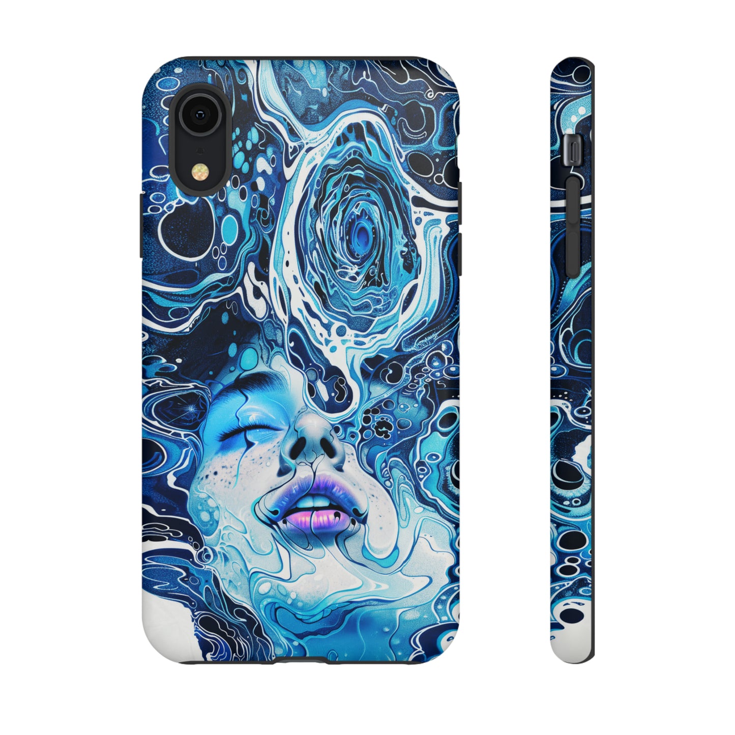 Phone Case, whimsical water fantasy design, blue woman in water, Artistic design, Tough Case, , iPhone 15, 14, 13, 12, 11, Samsung, Pixel