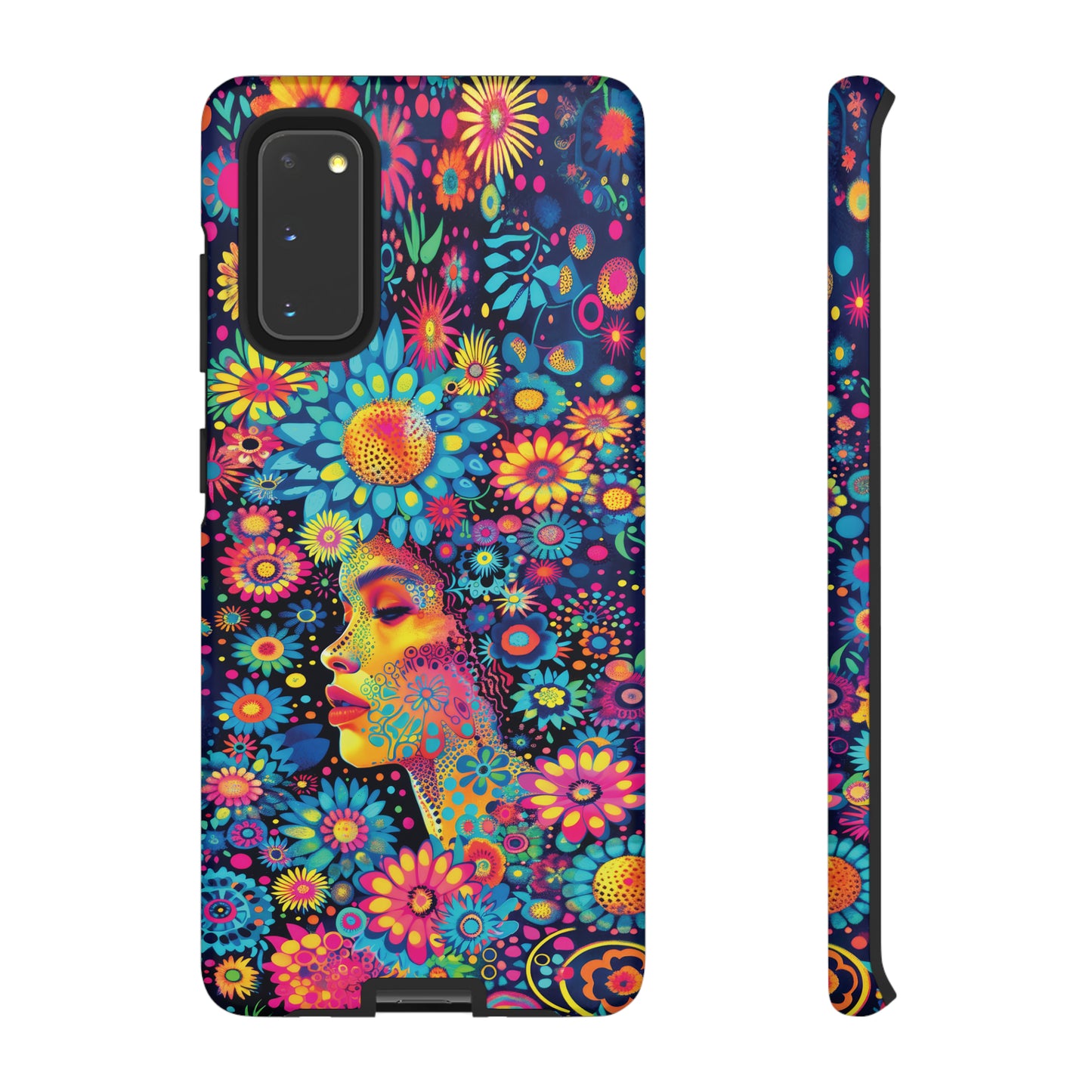 Phone Case, whimsical flower girl, Artistic design, Tough Case, Colorful flower fantasy design, iPhone 15, 14, 13, 12, 11, Samsung, Pixel