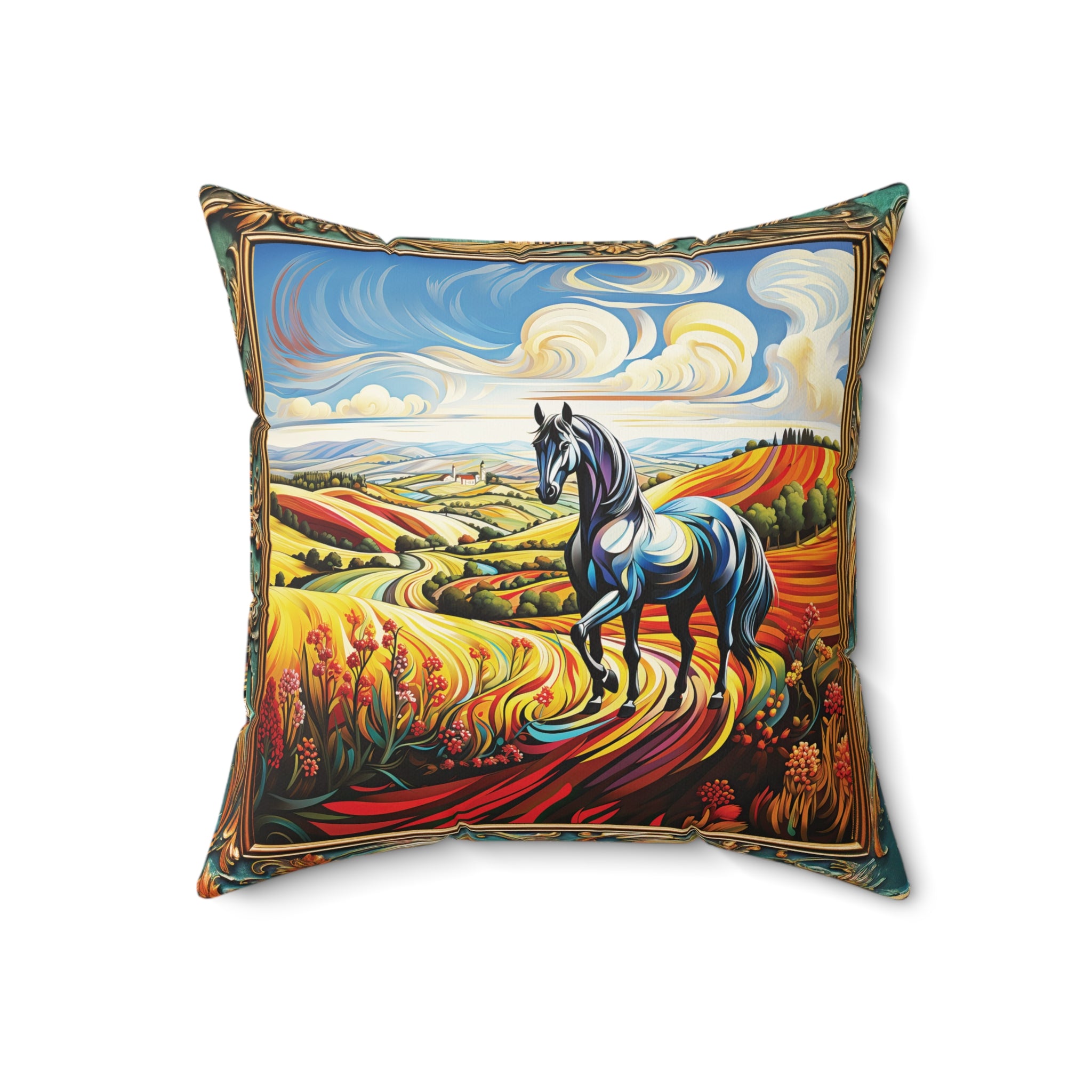 Rainbow Horse Trail Square Pillow