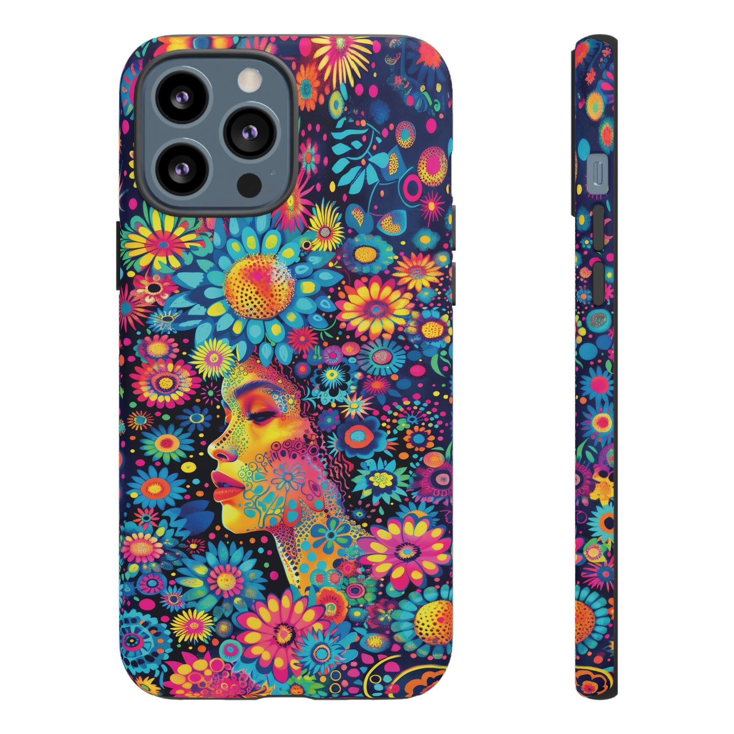Phone Case, whimsical flower girl, Artistic design, Tough Case, Colorful flower fantasy design, iPhone 15, 14, 13, 12, 11, Samsung, Pixel