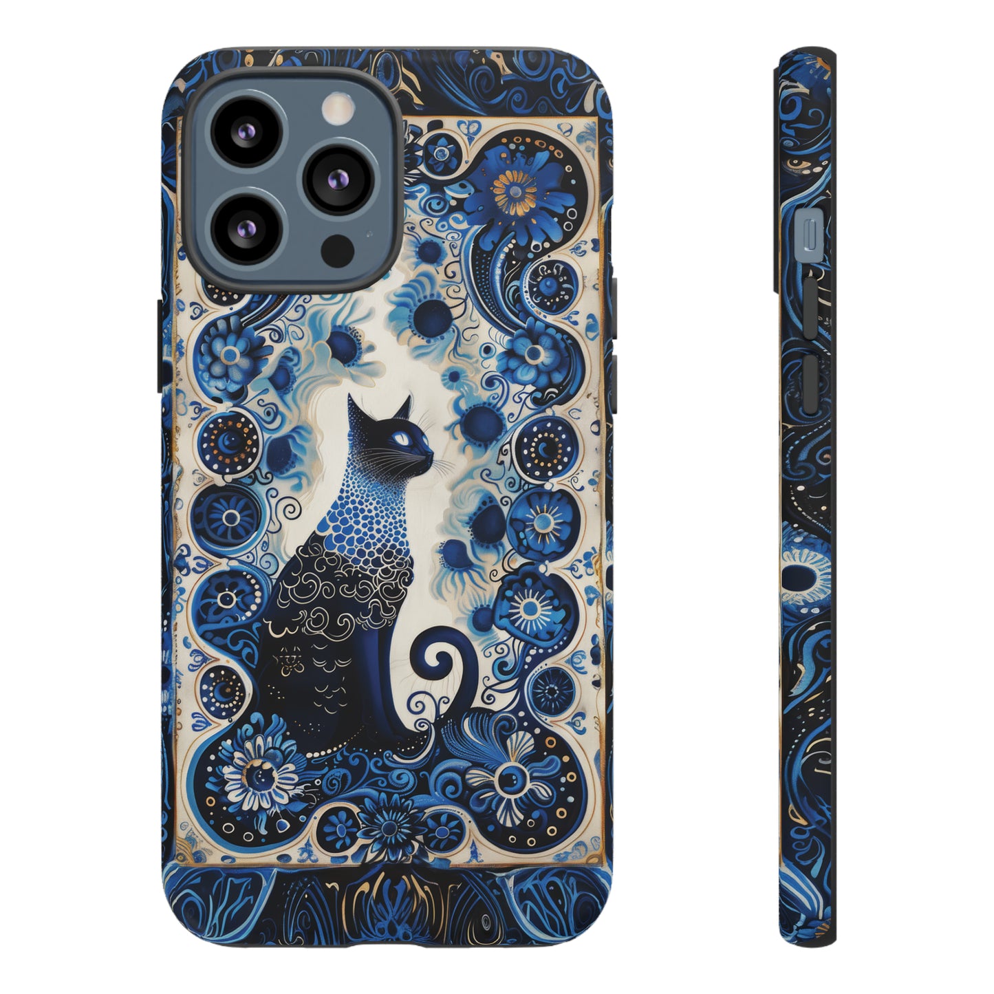 Black cat in frame Tough Cases