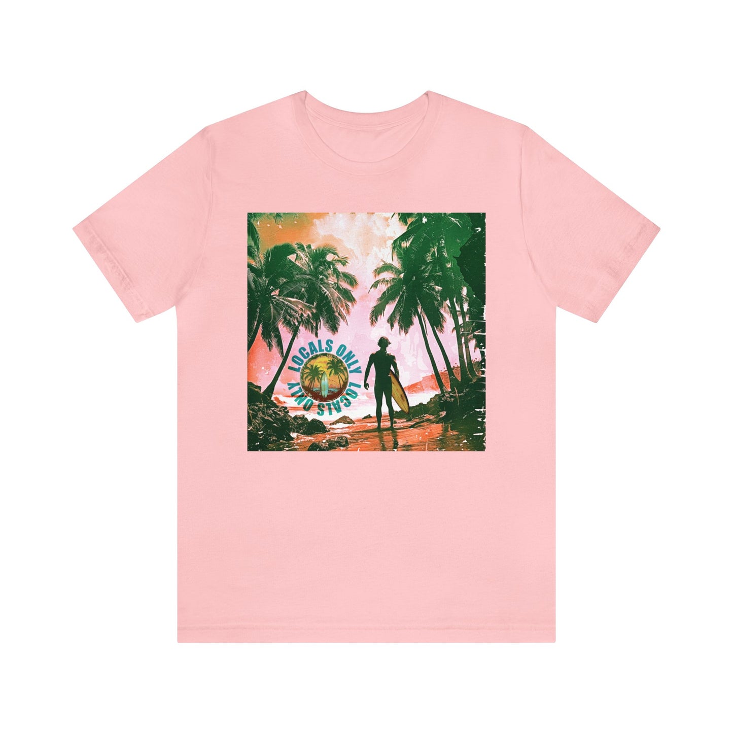 Beach scene with Locals Only stamp Unisex Jersey Short Sleeve Tee