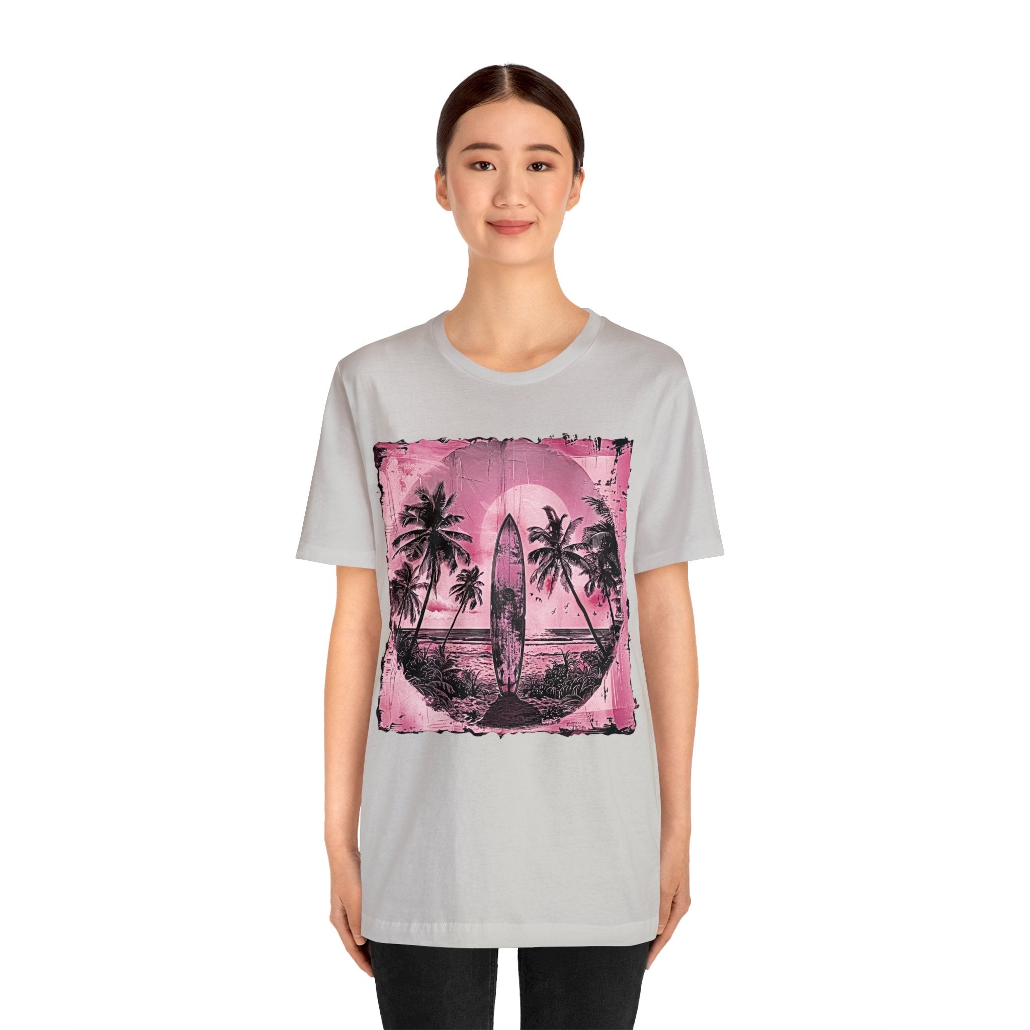 Pink vintage surfboard Unisex Jersey Short Sleeve Tee