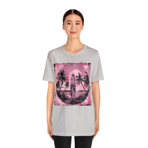 Pink vintage surfboard Unisex Jersey Short Sleeve Tee
