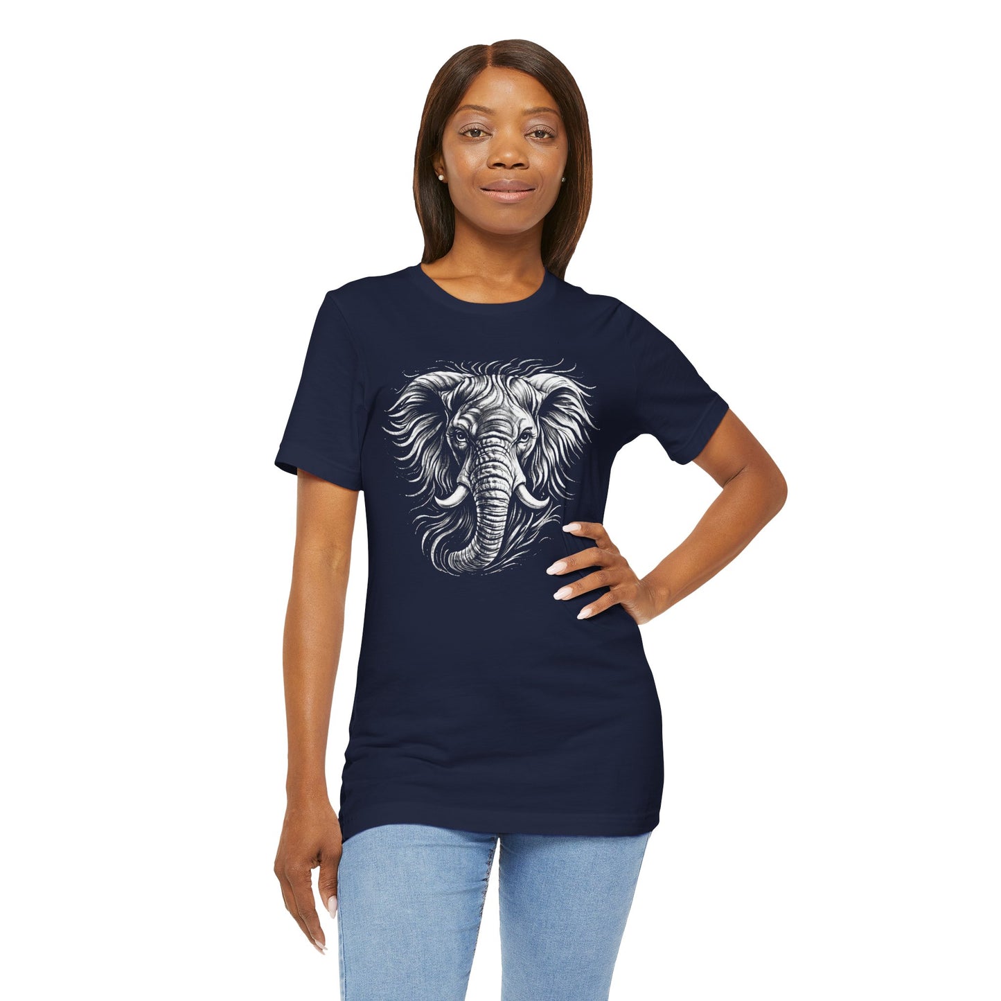 Elephant Head Graphic Tee — Detailed Monochrome in chalk drawing style Wildlife T-Shirt
