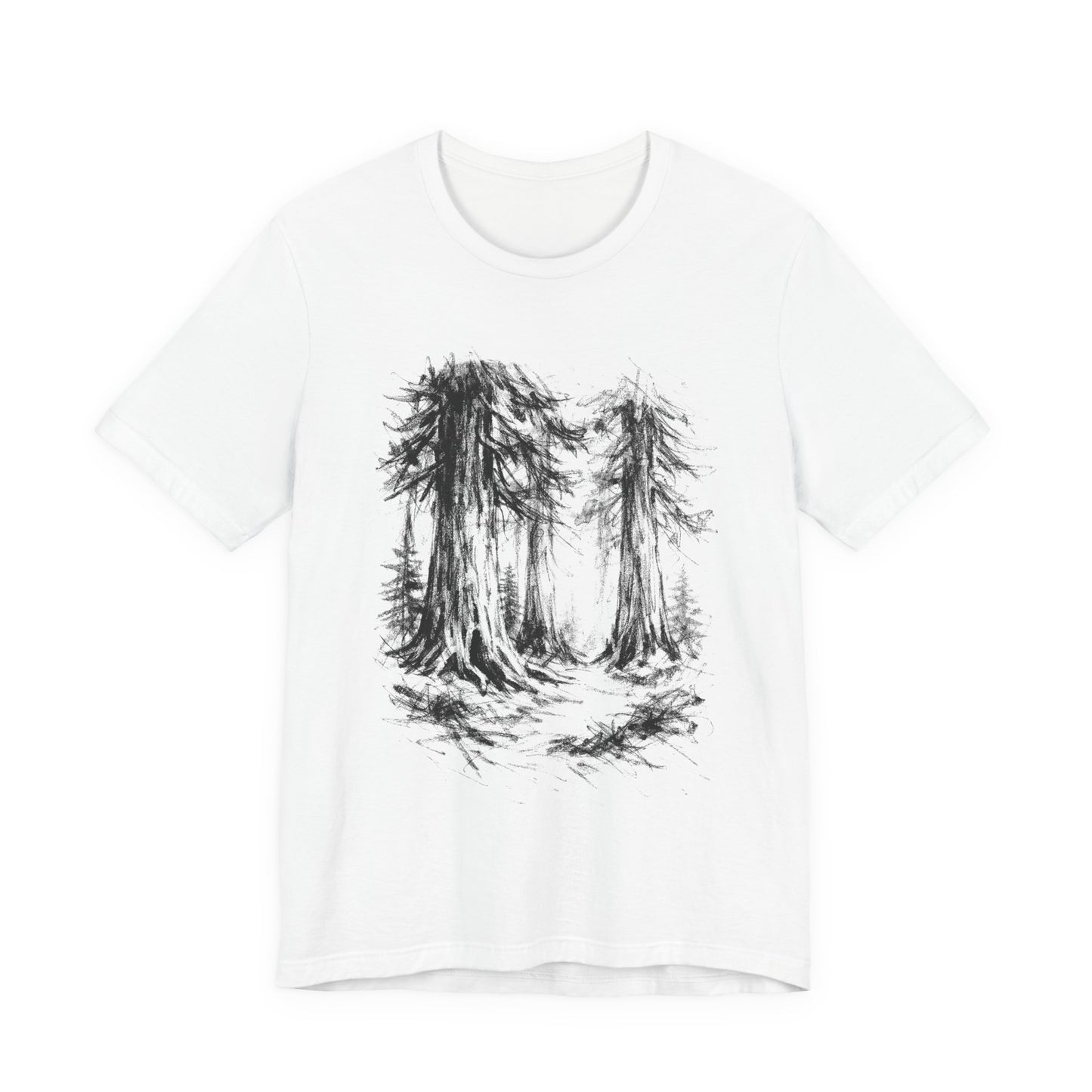 Forest Sketch Tee — Hand-Drawn Redwoods Graphic T-Shirt