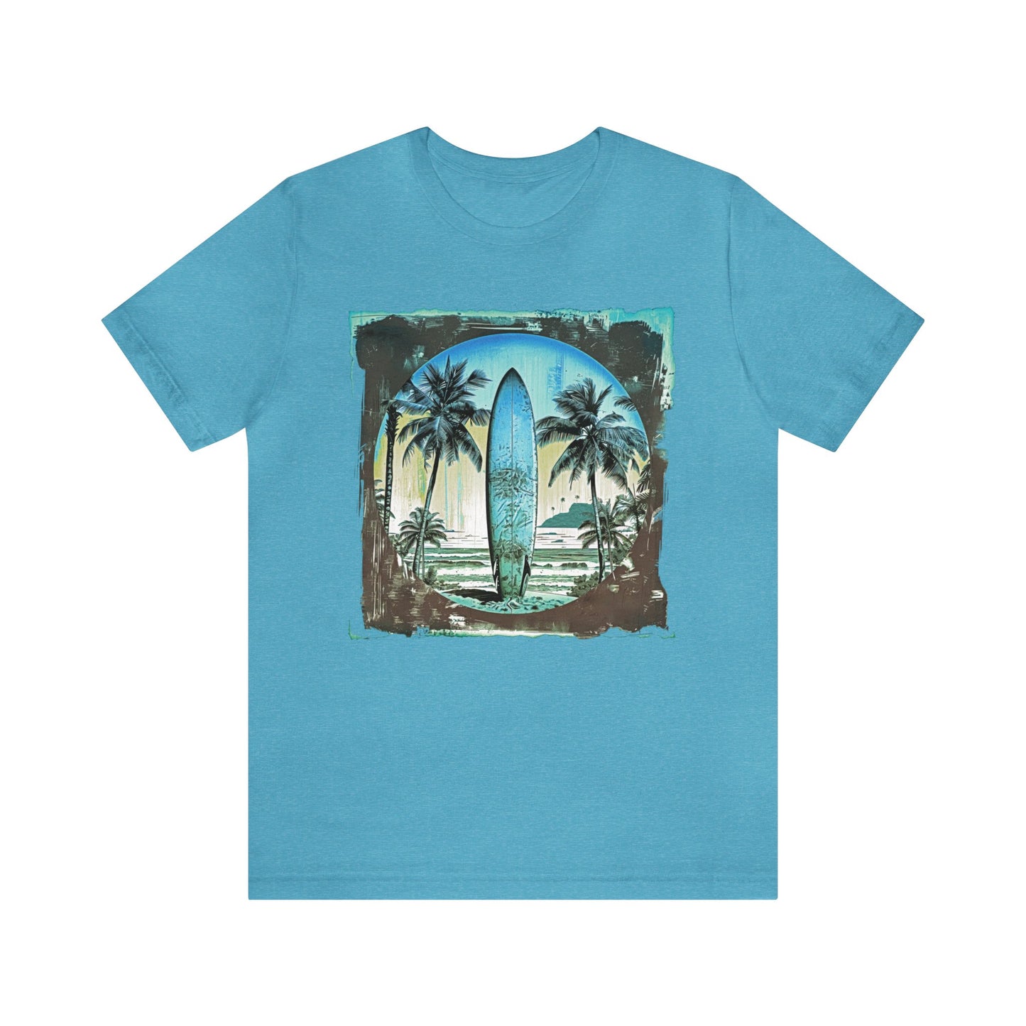 Blue board on the beach Unisex Jersey Short Sleeve Tee
