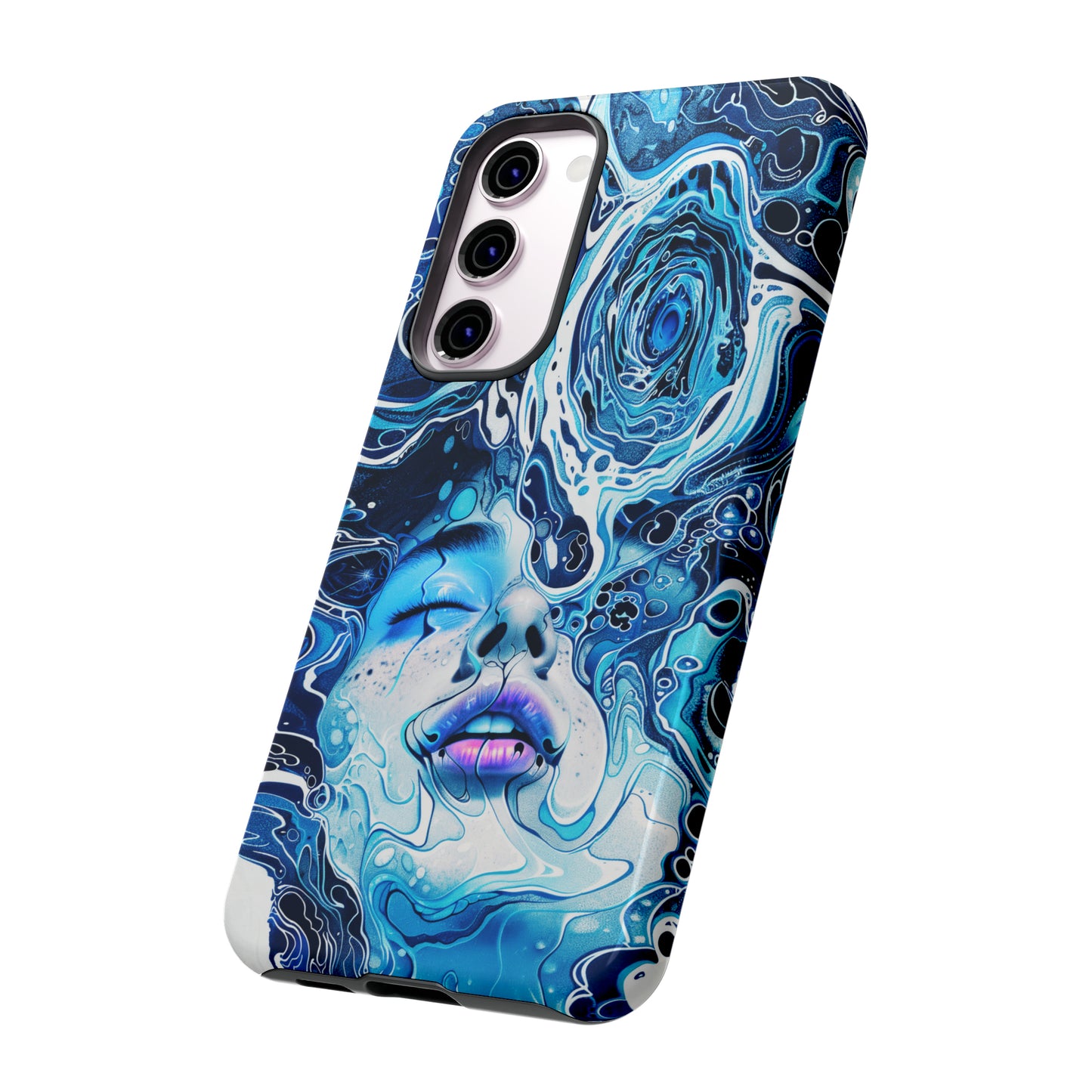 Phone Case, whimsical water fantasy design, blue woman in water, Artistic design, Tough Case, , iPhone 15, 14, 13, 12, 11, Samsung, Pixel