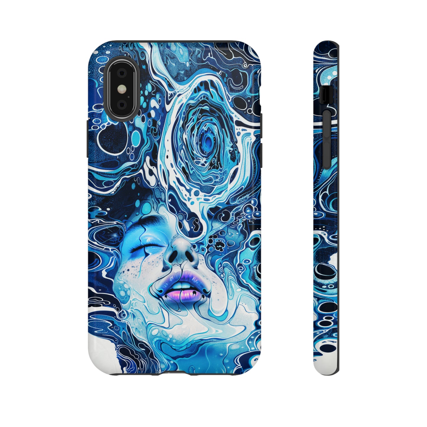 Phone Case, whimsical water fantasy design, blue woman in water, Artistic design, Tough Case, , iPhone 15, 14, 13, 12, 11, Samsung, Pixel