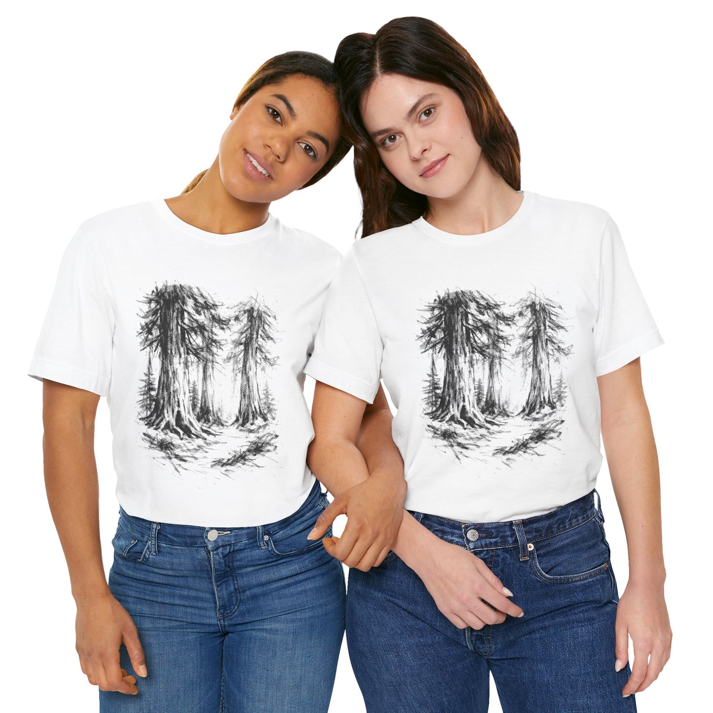 Forest Sketch Tee — Hand-Drawn Redwoods Graphic T-Shirt