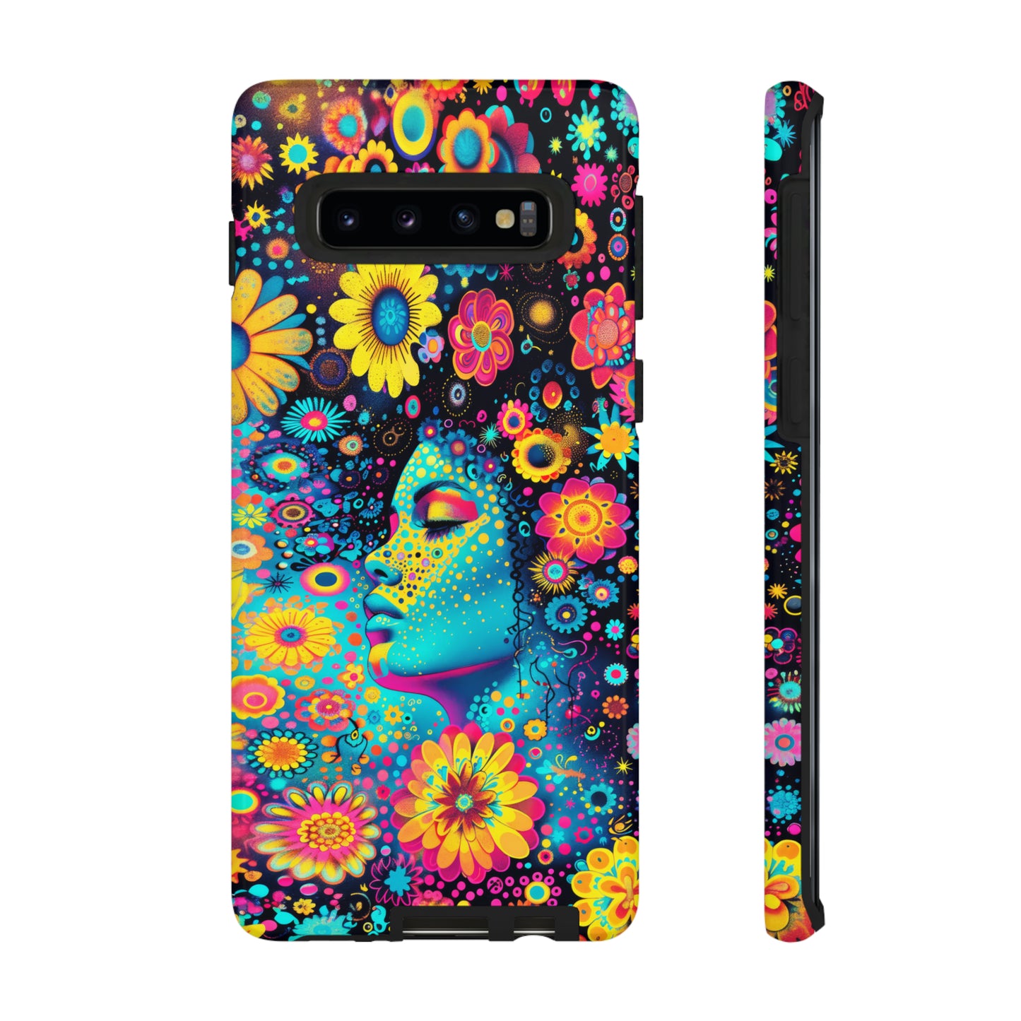 Phone Case, flower girl in aqua, Artistic design, Tough Case, Colorful whimsical flower fantasy design, iPhone 15, 14, 13, 12, 11, Samsung, Pixel