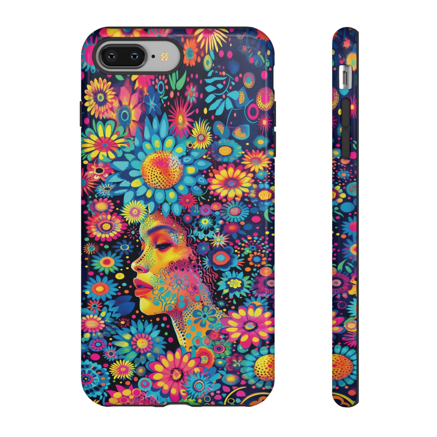 Phone Case, whimsical flower girl, Artistic design, Tough Case, Colorful flower fantasy design, iPhone 15, 14, 13, 12, 11, Samsung, Pixel