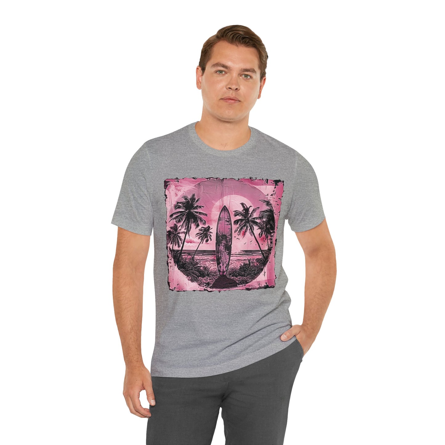Pink vintage surfboard Unisex Jersey Short Sleeve Tee