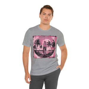 Pink vintage surfboard Unisex Jersey Short Sleeve Tee