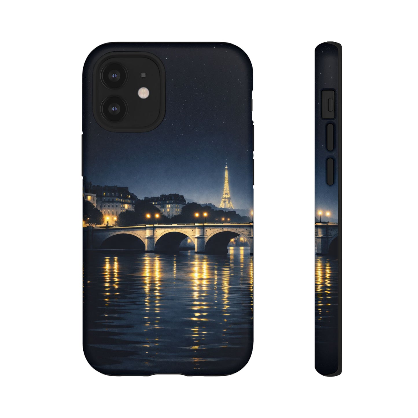 Paris Night Skyline Tough Phone Case — Eiffel Tower Reflections