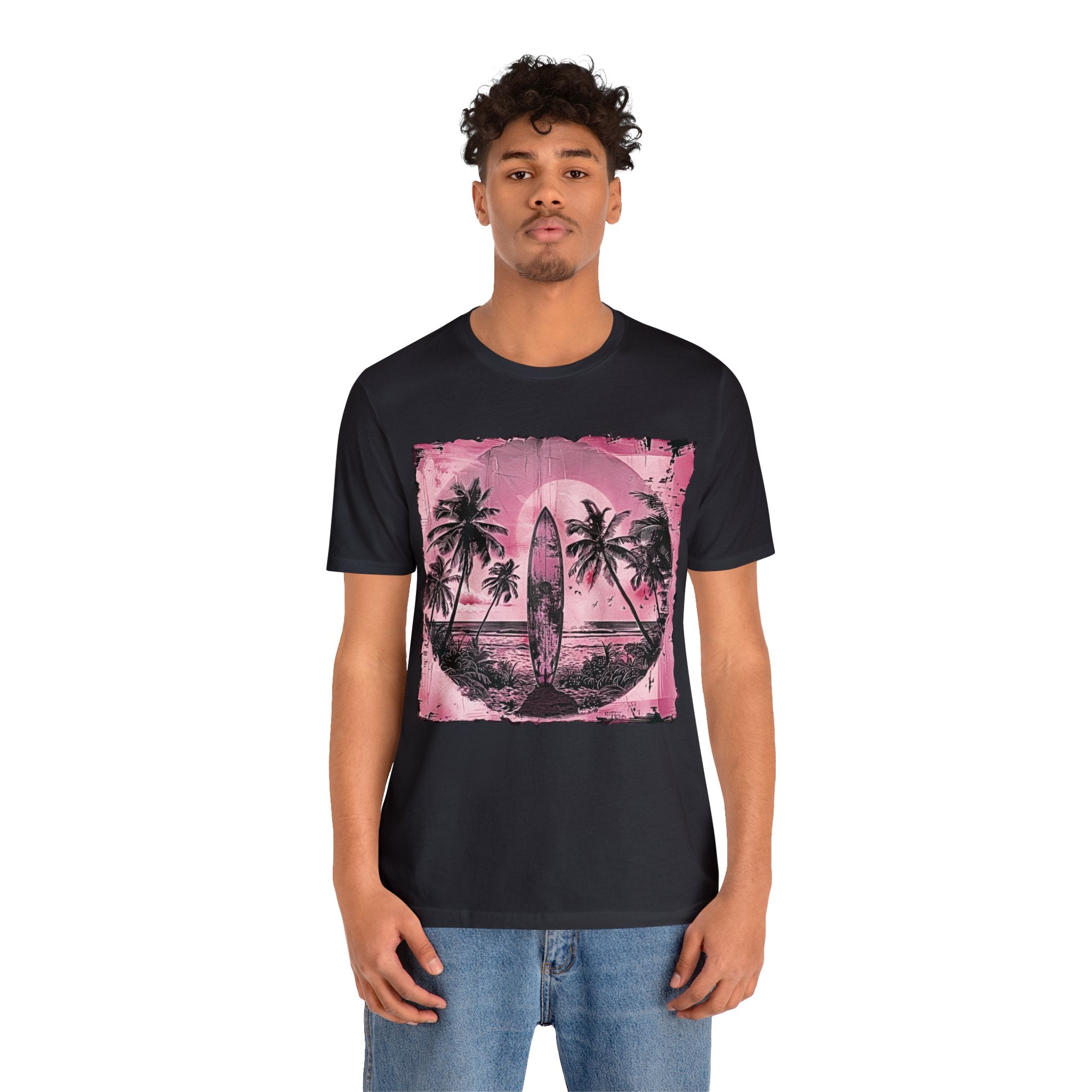 Pink vintage surfboard Unisex Jersey Short Sleeve Tee