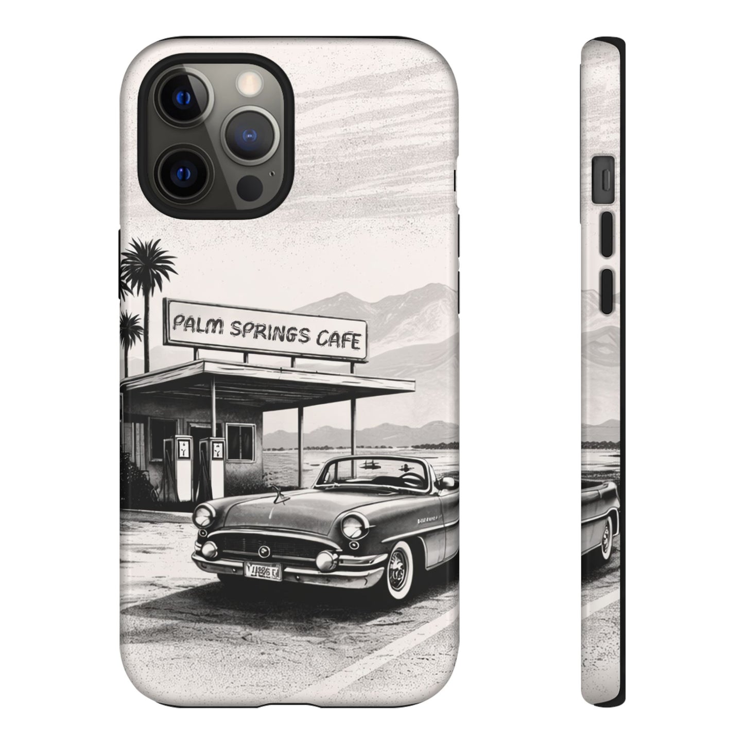 Vintage Palm Springs Cafe Phone Case – Retro Convertible Roadtrip Design