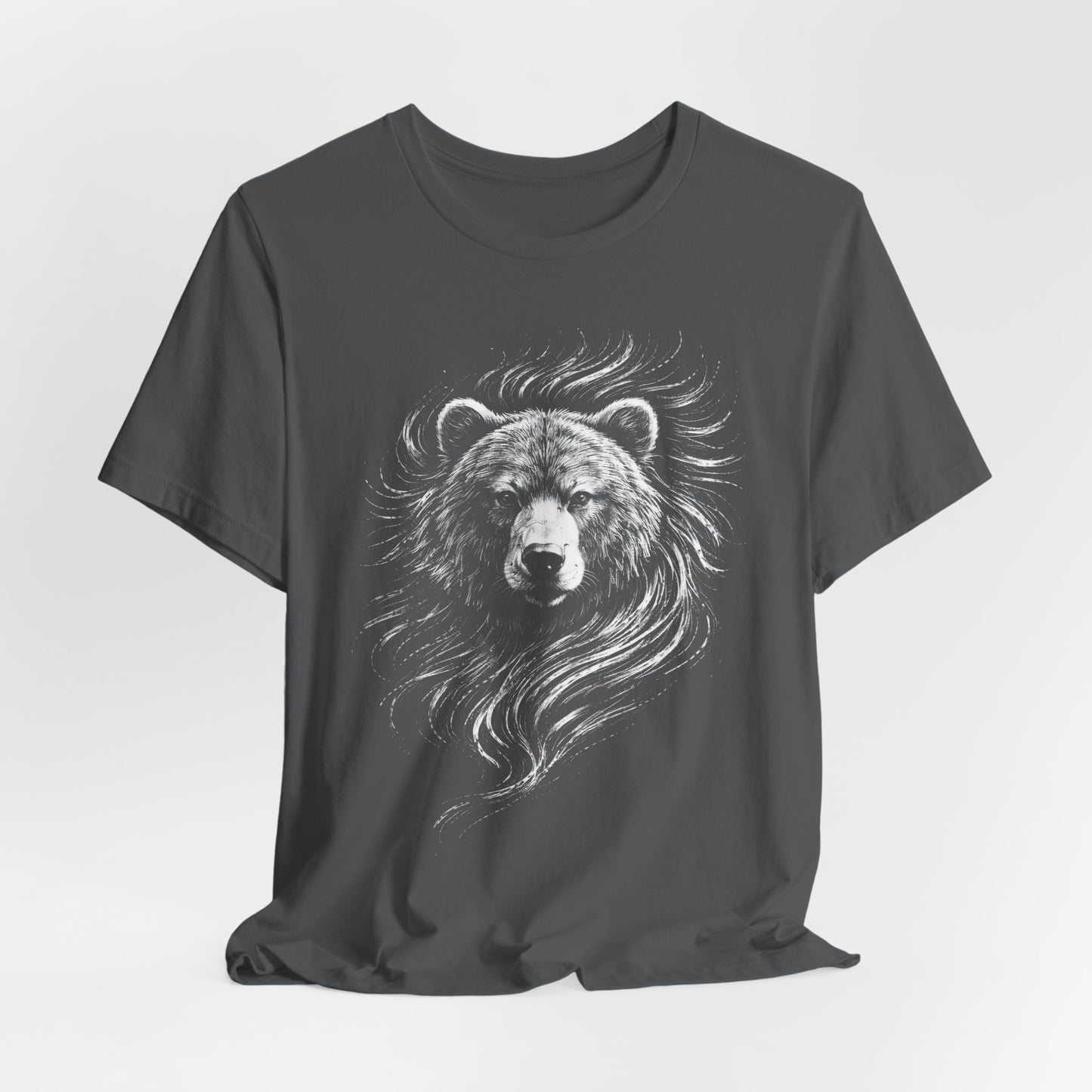 Grizzly Bear Portrait T-Shirt | Hand-Drawn Wildlife Tee in chalk style