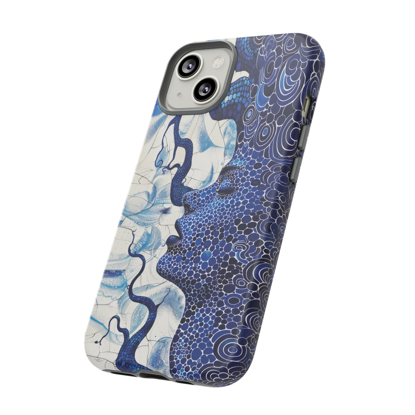 Phone Case, blue woman Artistic design, Tough Case, Colorful whimsical fantasy design, iPhone 15, 14, 13, 12, 11, Samsung, Pixel